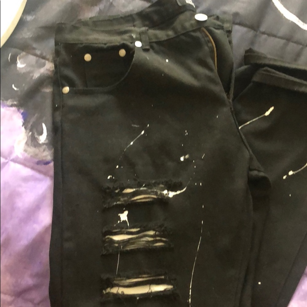 Paint splatter ripped urban jeans! worn once!